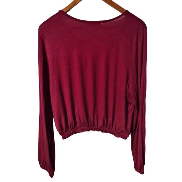 Women's Large Youth in Revolt Burgundy Semi Crop Top New with Tags - Picture 2 of 6
